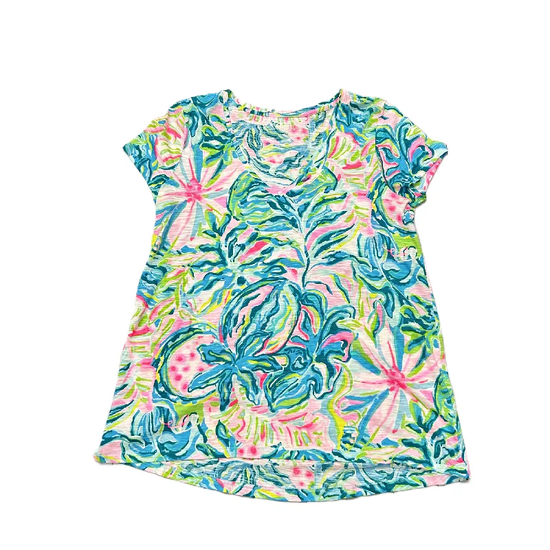 women's T-shirts with breastfeeding accessBlue & Green Top Short Sleeve Designer By Lilly Pulitzer, Size: S