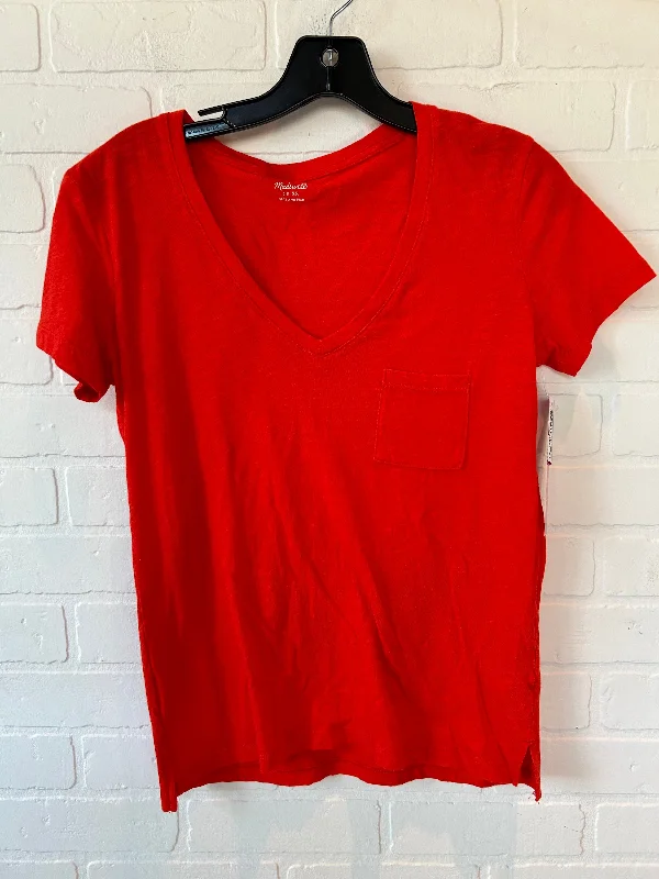 women's T-shirts made of polyesterOrange Top Short Sleeve Basic Madewell, Size Xs