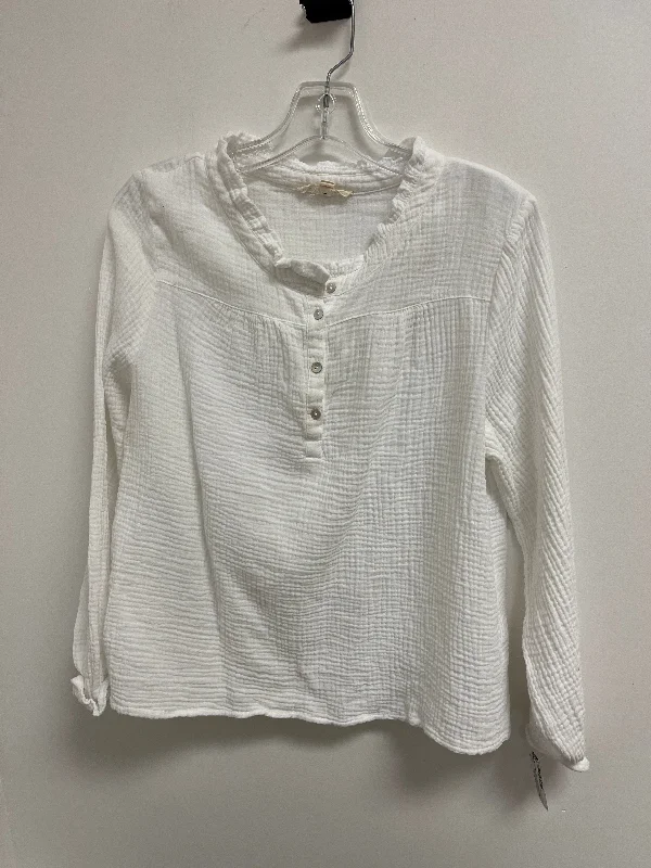 women's long sleeve tops with ethical sourcingTop Long Sleeve By Clothes Mentor In White, Size: L