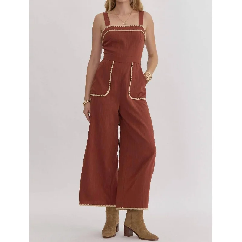 women's jumpsuits for runningEntro - Contrast Square Neck Sleeveless Jumpsuit