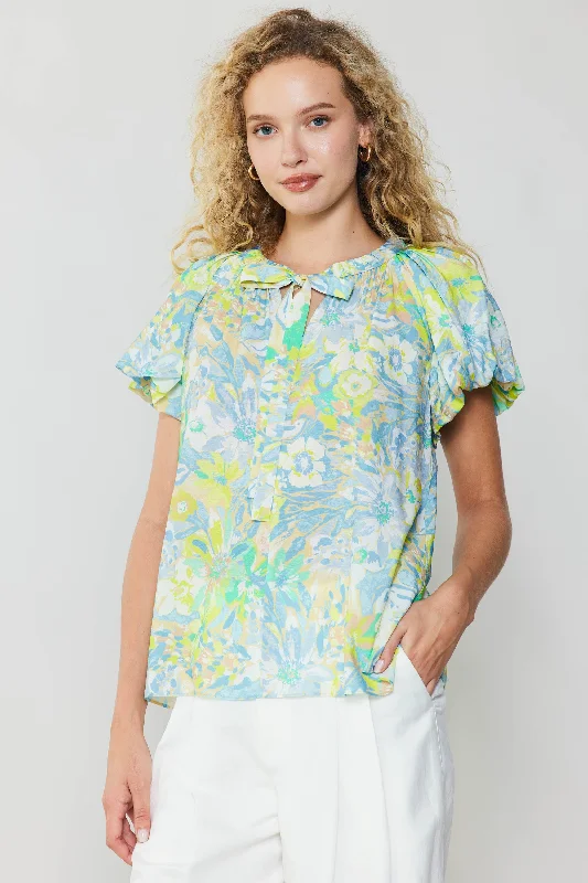 women's tops with sequin embellishmentsAbstract Floral Print Top