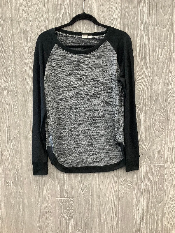 women's long sleeve tops for special occasionsTop Long Sleeve By Gap In Black & Grey, Size: S