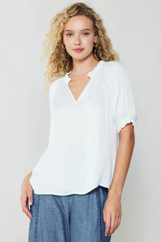 women's tops with cold-shoulder cutsRuffled Cuff Blouse