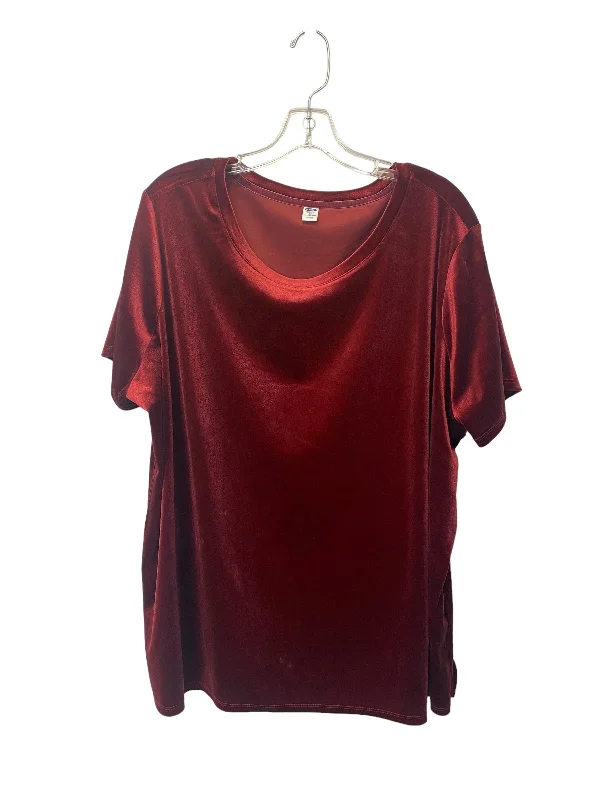 women's T-shirts with scoop necksRed Top Short Sleeve Old Navy, Size 2x