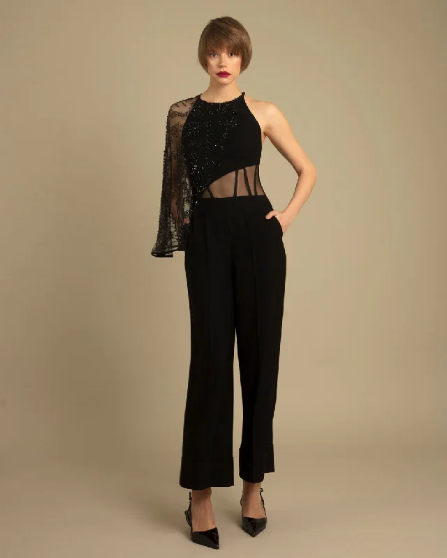 women's ankle-length jumpsuitsBeaded Details Jumpsuit