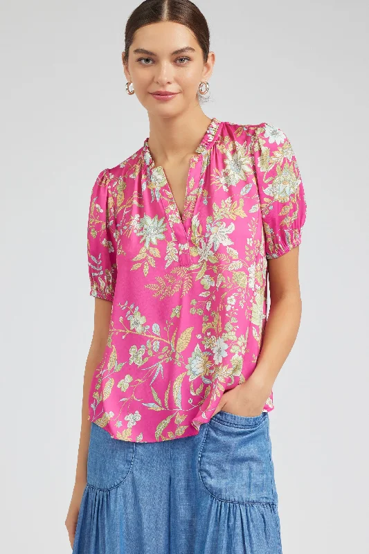 three-quarter sleeve women's topsFloral Printed Top