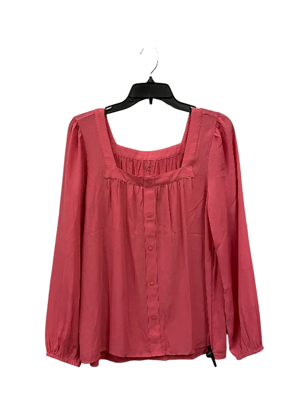 women's long sleeve tops for layeringTop Long Sleeve By Loft In Pink, Size: S