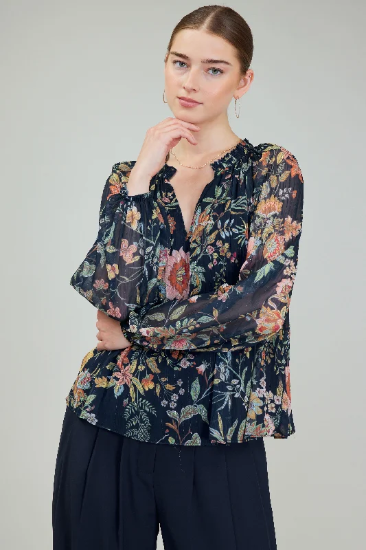 women's tops for maximalist fashion loversGlimmer Botanical Pleated Blouse