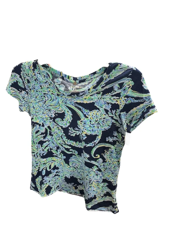 women's T-shirts with sequin embellishmentsBlue Top Short Sleeve Designer Lilly Pulitzer, Size Xs