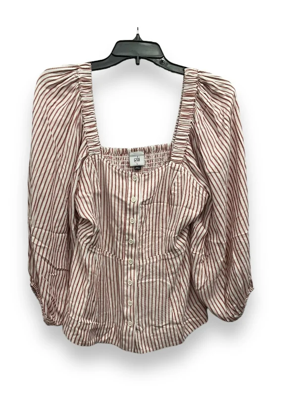 women's long sleeve tops with thermal liningTop Long Sleeve By Cabi In Striped Pattern, Size: S