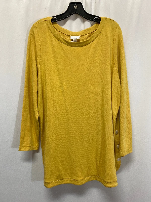 women's long sleeve tops for galasTop Long Sleeve By J. Jill In Yellow, Size: 1x