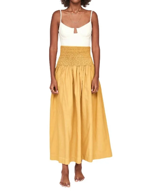 women's pleated skirtsSavannah Smocked Skirt In Gilded