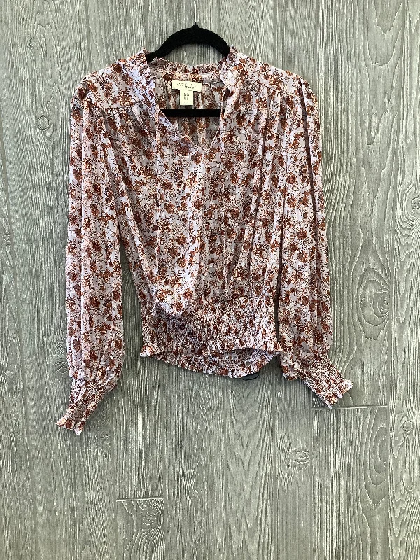 women's long sleeve tops with sheer sleevesTop Long Sleeve By Rachel Zoe In Floral Print, Size: S