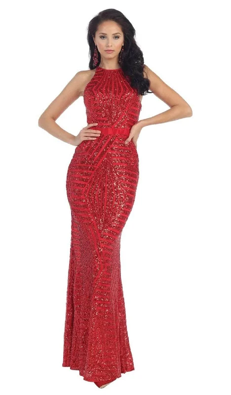 women's boho dressesMay Queen RQ7238 - Illusion Cutout Back Evening Gown