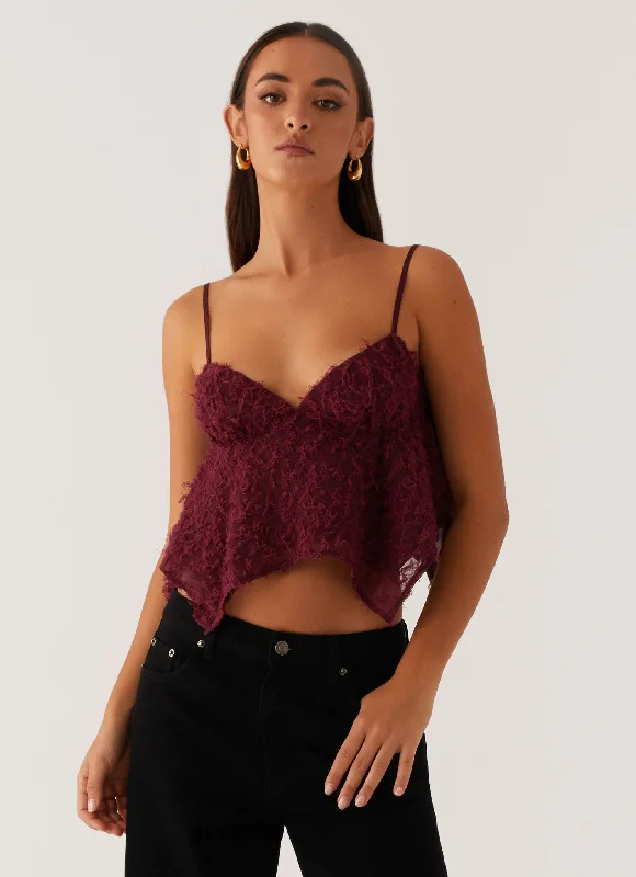 trendy women's topsKatya Asymmetric Top - Maroon