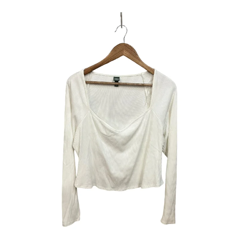 women's long sleeve tops with high-low hemlinesTop Long Sleeve By Wild Fable In White, Size: Xxl