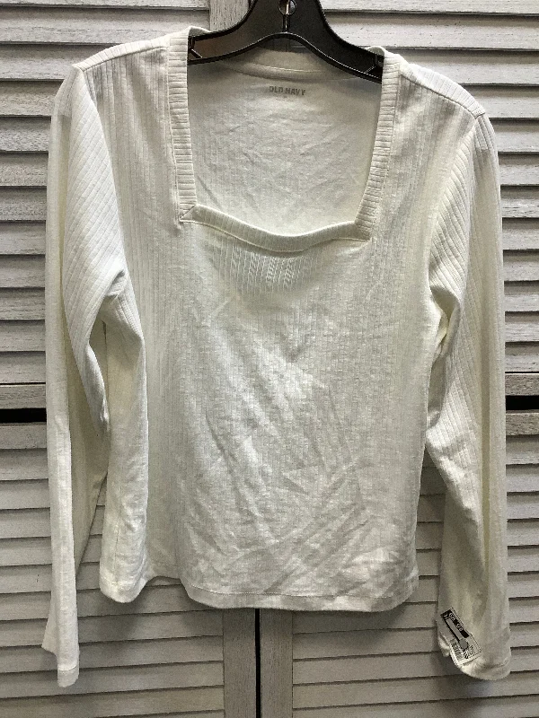 women's long sleeve tops with warm and cozy fabricTop Long Sleeve By Old Navy In White, Size: Xl