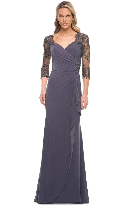 women's maxi dressesLa Femme 30384 - Sweetheart Neck Ruched Detail Evening Gown