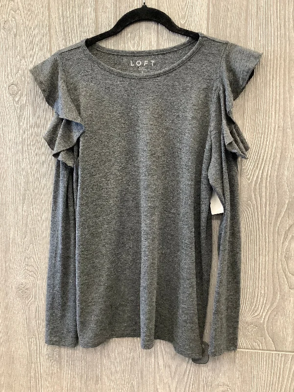 women's long sleeve tops with ribbon tiesTop Long Sleeve By Loft In Grey, Size: S