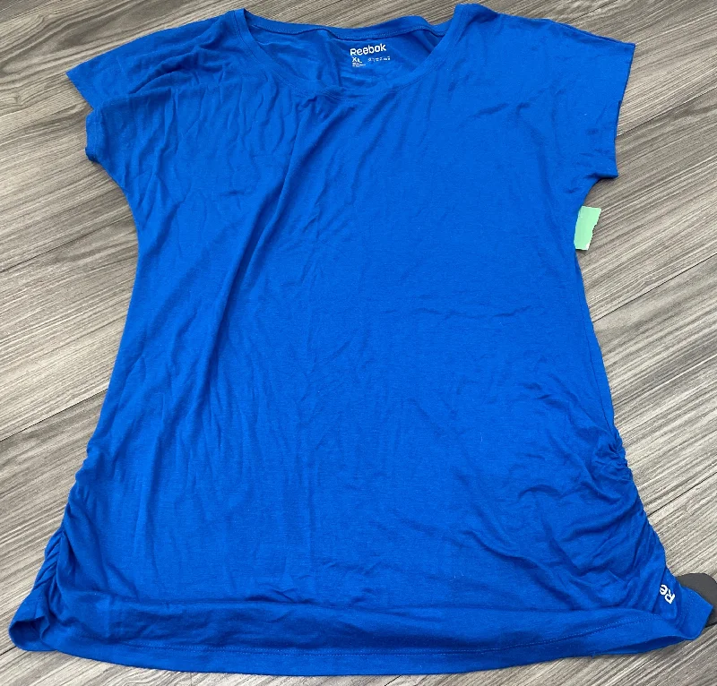 women's T-shirts with oversized fitsBlue Top Short Sleeve Reebok, Size Xl