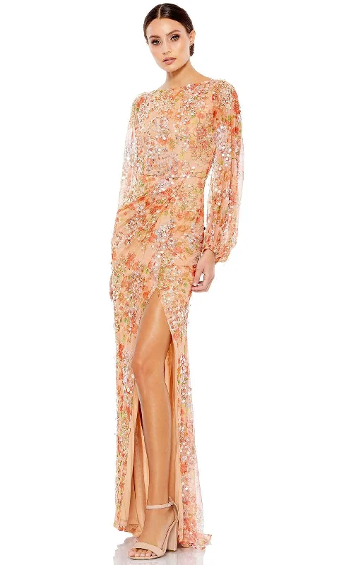 women's bow dressesMac Duggal 93547 - Bateau Floral Print Evening Dress