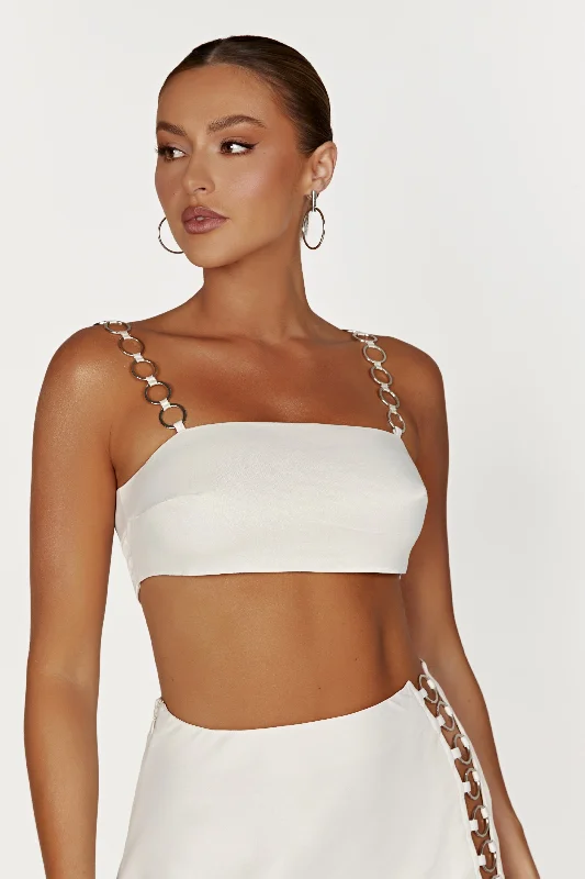 women's tops for summer festivalsPyper Ring Crop Top - Beige