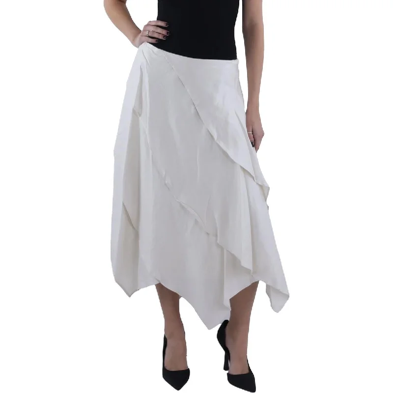 women's tulip skirtsWomens Tiered Mid Calf Asymmetrical Skirt