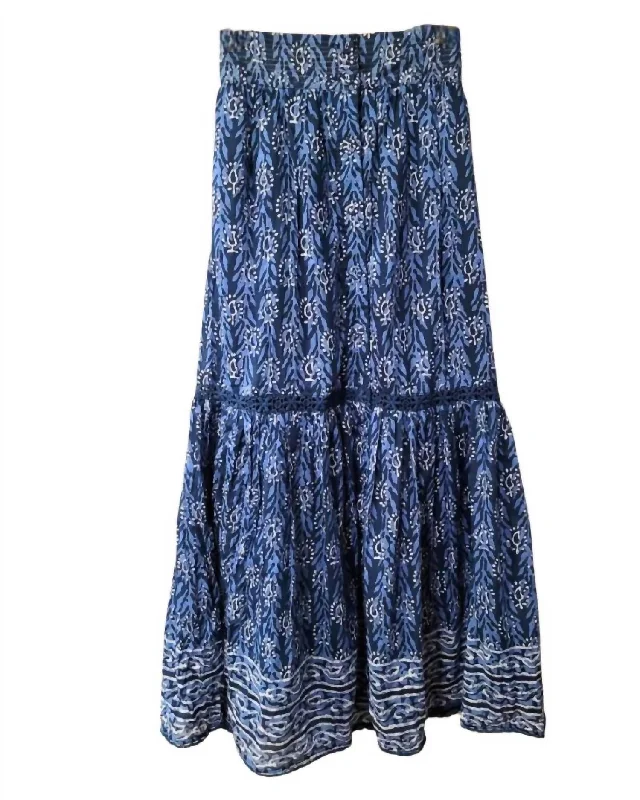 women's woven A-line skirts for summerKathy Maxi Skirt In Indigo Print