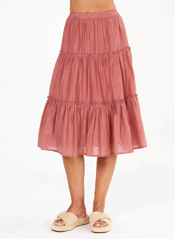 women's stretch skirtsDella Midi Skirt In Dusty Pink