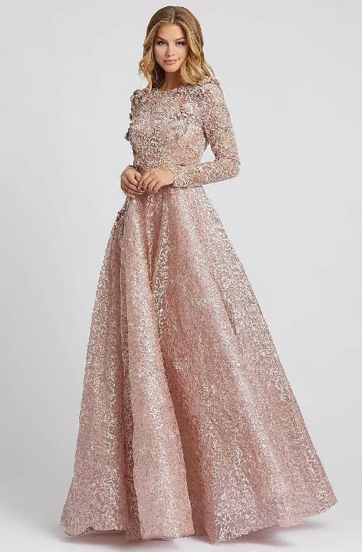 women's chiffon dressesMac Duggal Evening - 11121D Long Sleeve A-line Gown