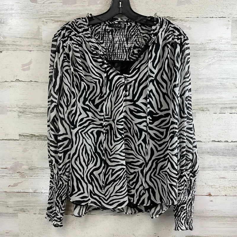 women's long sleeve tops with retro patternsTop Long Sleeve By 1.state In Black & White, Size: L