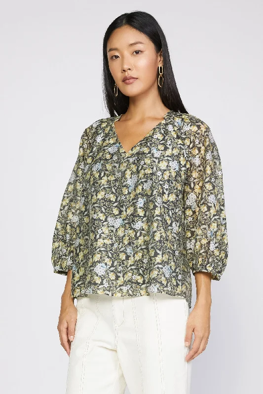 women's stylish topsBaroque Floral Raglan Blouse