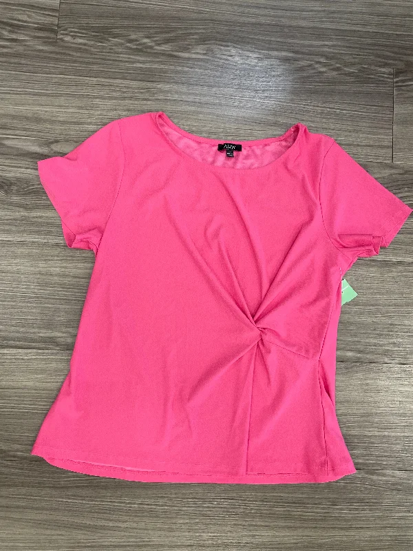 women's T-shirts with lace-up backsPink Top Short Sleeve Auw, Size L