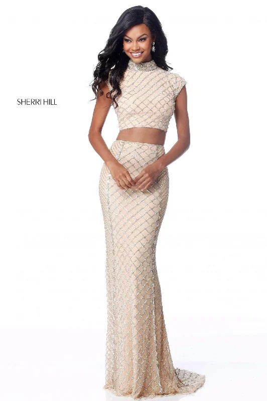 women's easy-to-wear dressesSherri Hill 51738 - Two-Piece Lattice Evening Dress