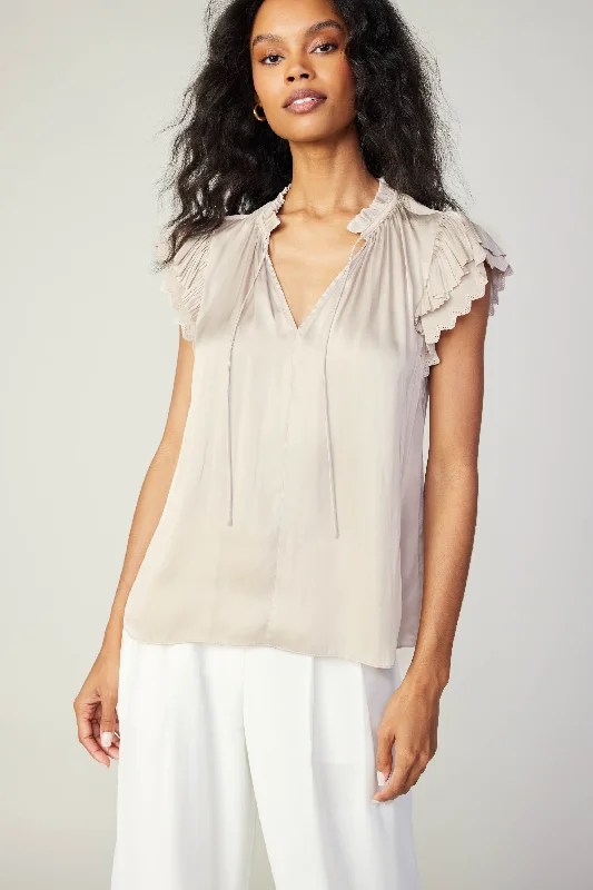 women's tops in solid colorsLayered Lace Sleeve Top