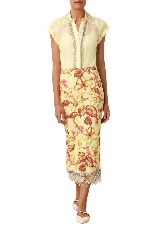 women's mini skirtsMatchmaker Diamante Skirt In Yellow Hibiscus