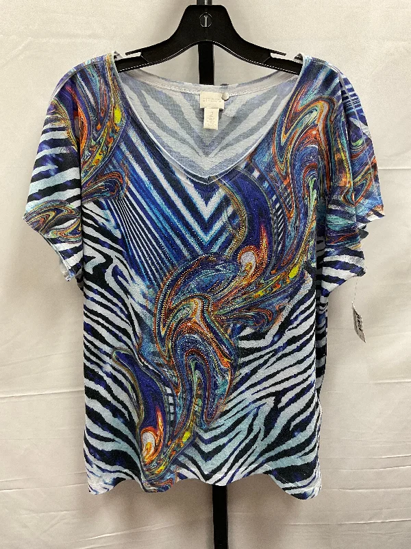 women's T-shirts with faded effectsMulti-colored Top Short Sleeve Chicos, Size L