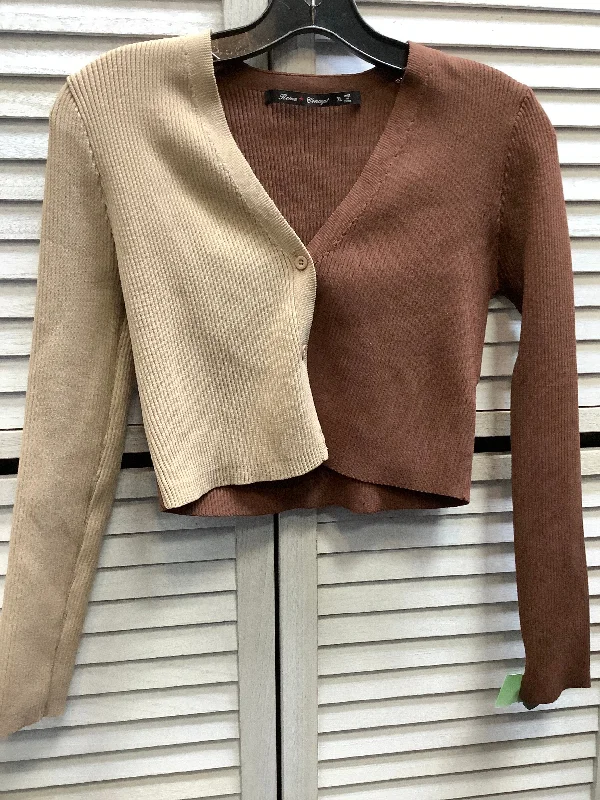 women's long sleeve tops with hidden buttonsTop Long Sleeve By Clothes Mentor In Brown & Cream, Size: Xl