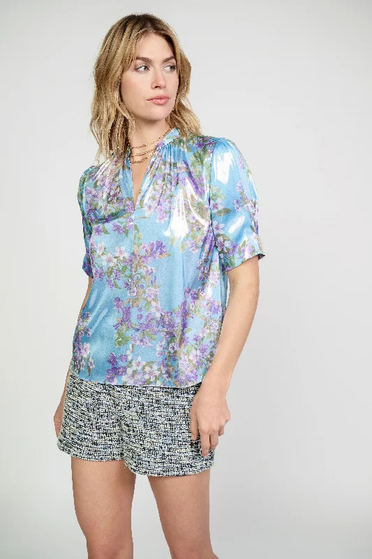 women's tops for statement-making outfitsMetallic Botanical Print Top