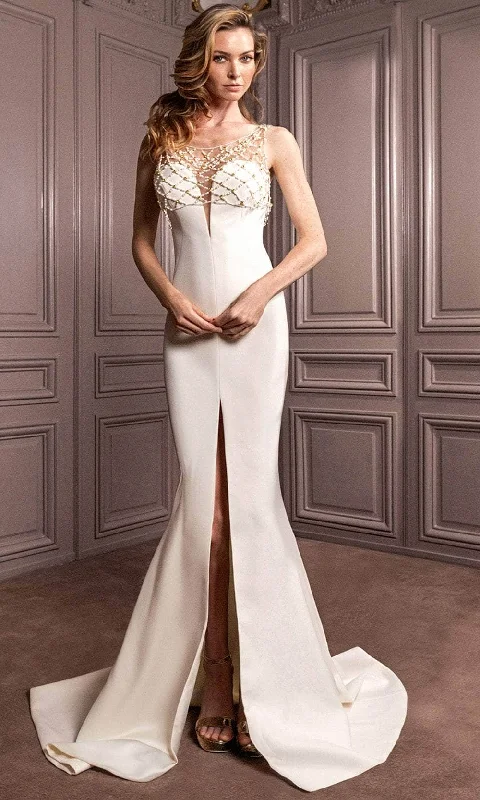 women's luxury dressesGatti Nolli Couture GA-6999 - Lattice Overlaid Evening Gown