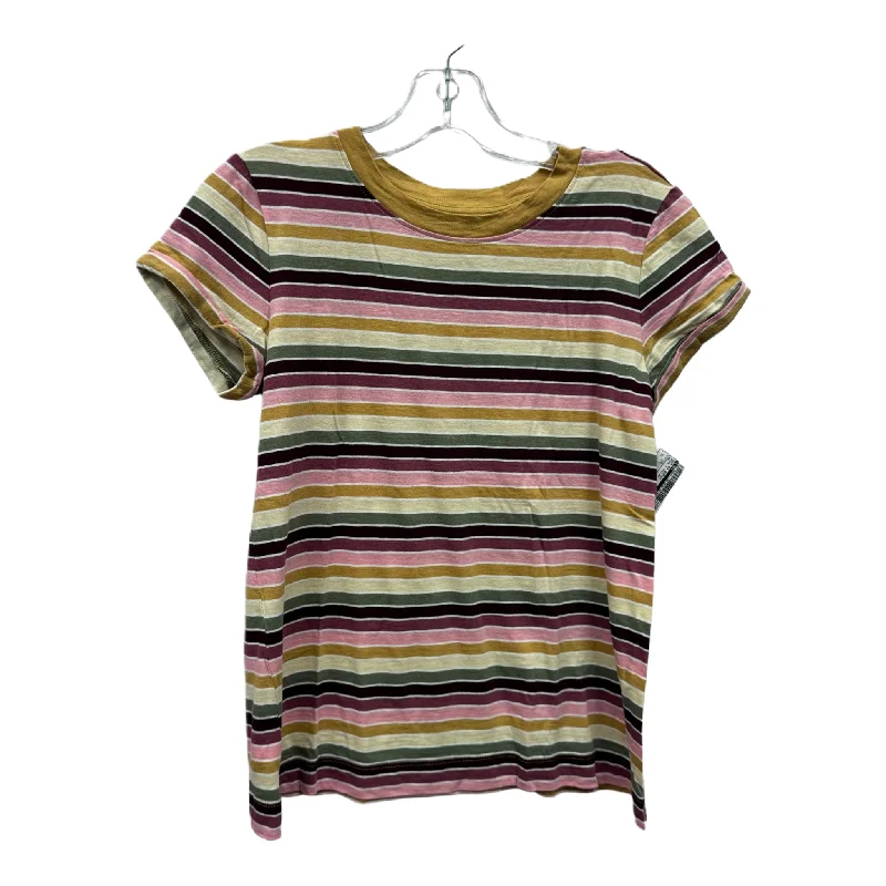 women's T-shirts for autumnPink & Yellow Top Short Sleeve Basic By Loft, Size: Xs