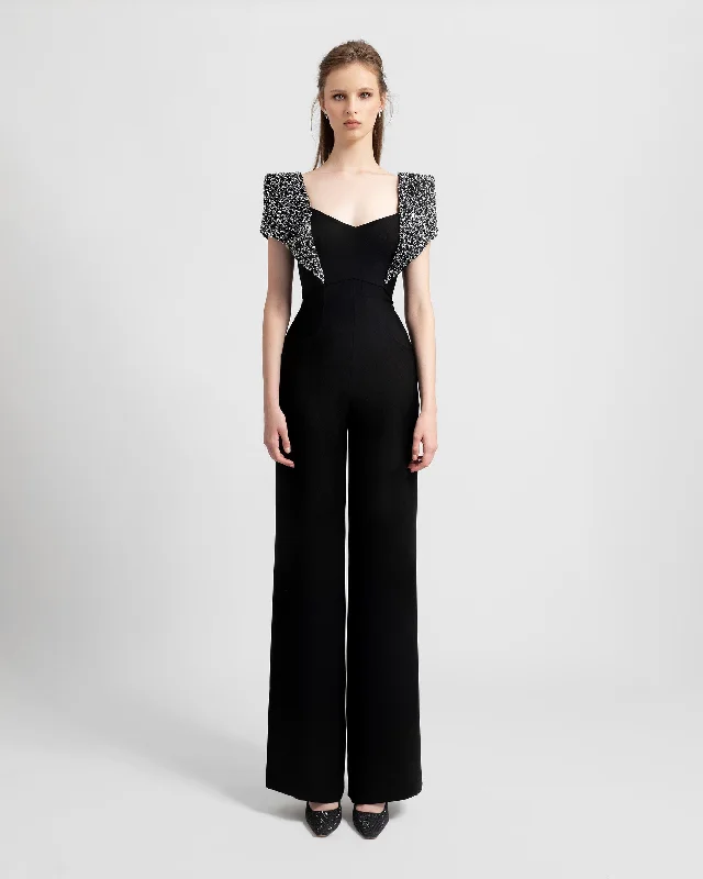 women's vintage jumpsuitsBeaded Shoulders Jumpsuit