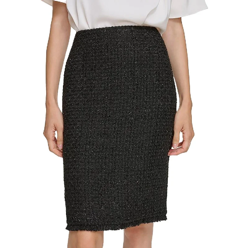 women's button-down skirtsWomens Knee-Length Tweed Pencil Skirt