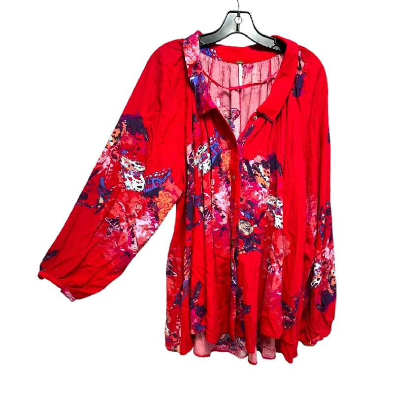 women's long sleeve tops for the officeTop Long Sleeve By Free People In Floral Print, Size: S