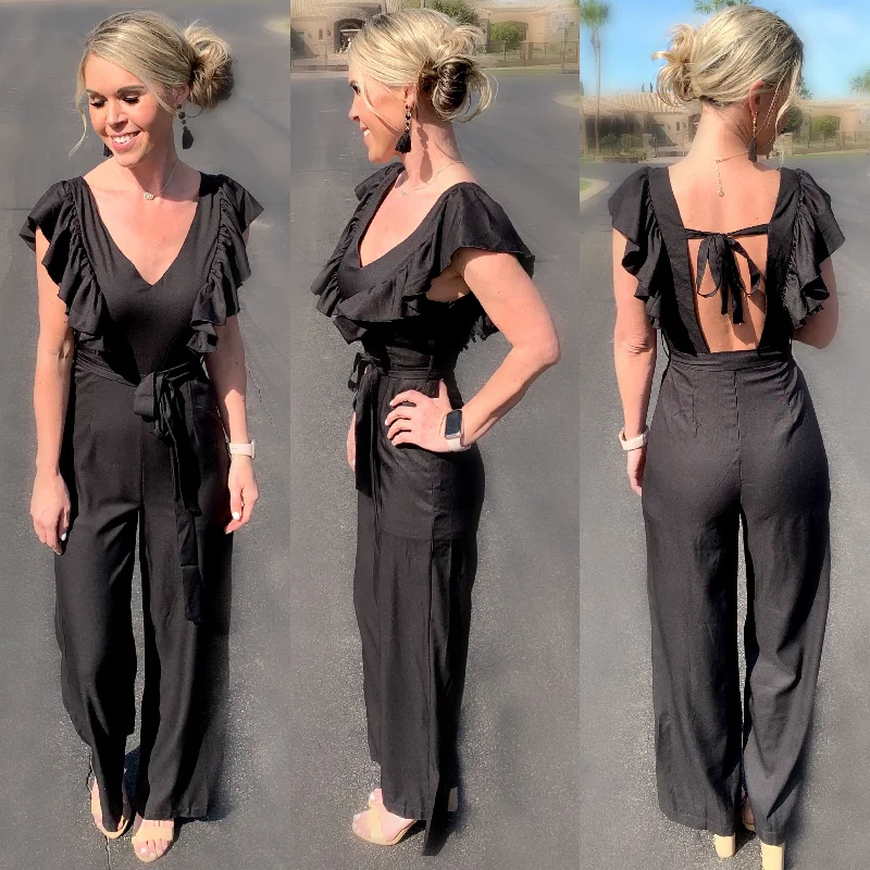 women's jumpsuits for date nightsAlways Wanting You Black Jumpsuit