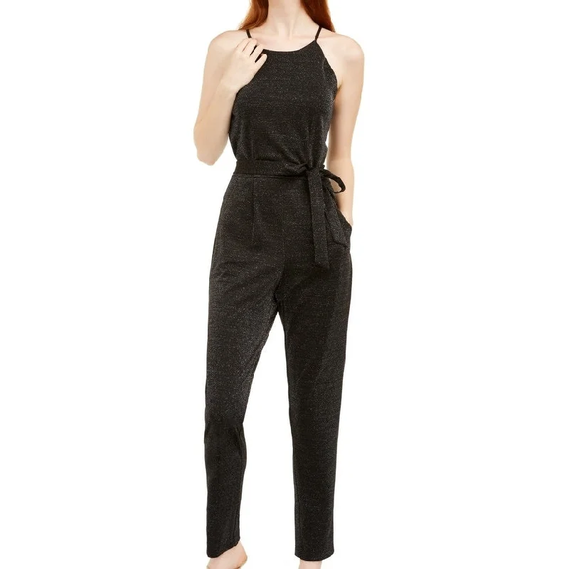 women's jumpsuits with neon colorsBcx Juniors' Scalloped Shine Jumpsuit Black Size 9