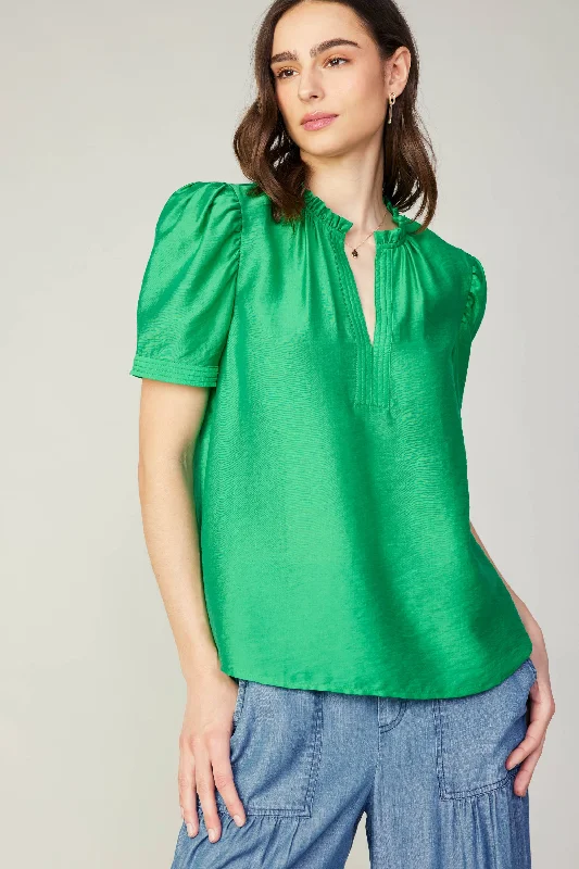 trendy women's topsGathered Sleeve Blouse