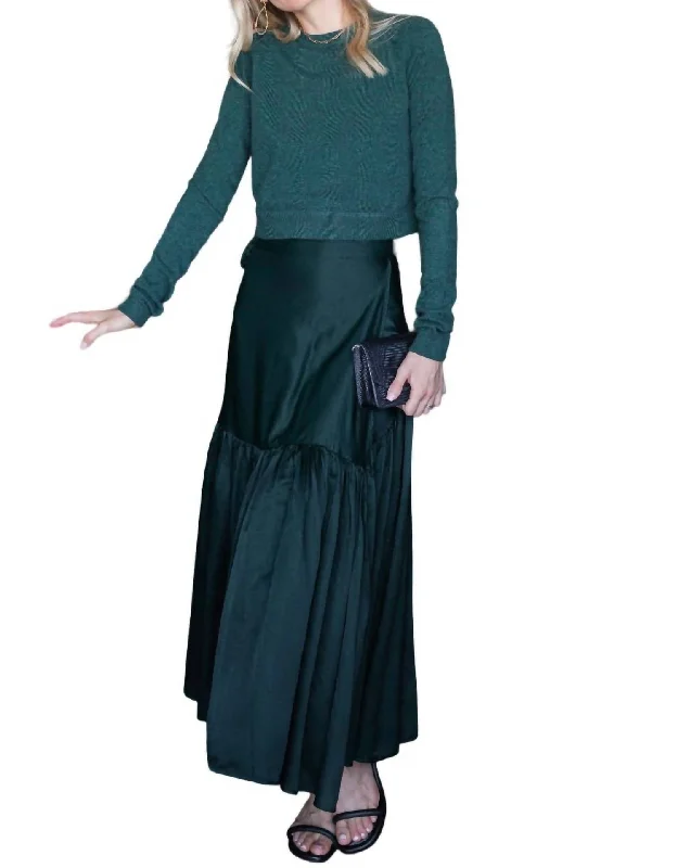 women's chiffon maxi skirtsOpera Ruffle Skirt In Emerald