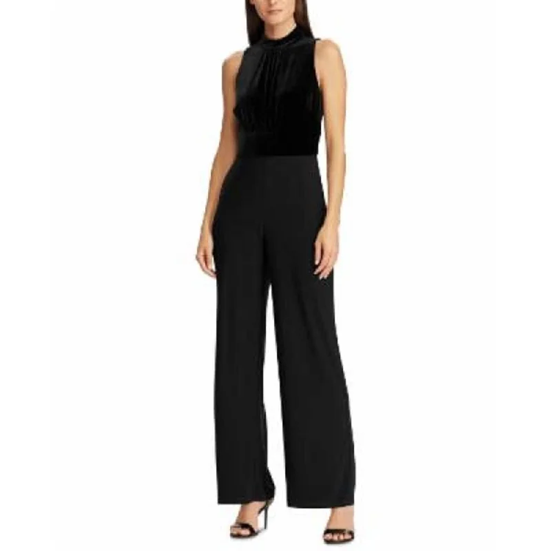 women's wide-leg jumpsuitsRalph Lauren Women's Sleeveless Wide Leg Jumpsuit Black Size 6