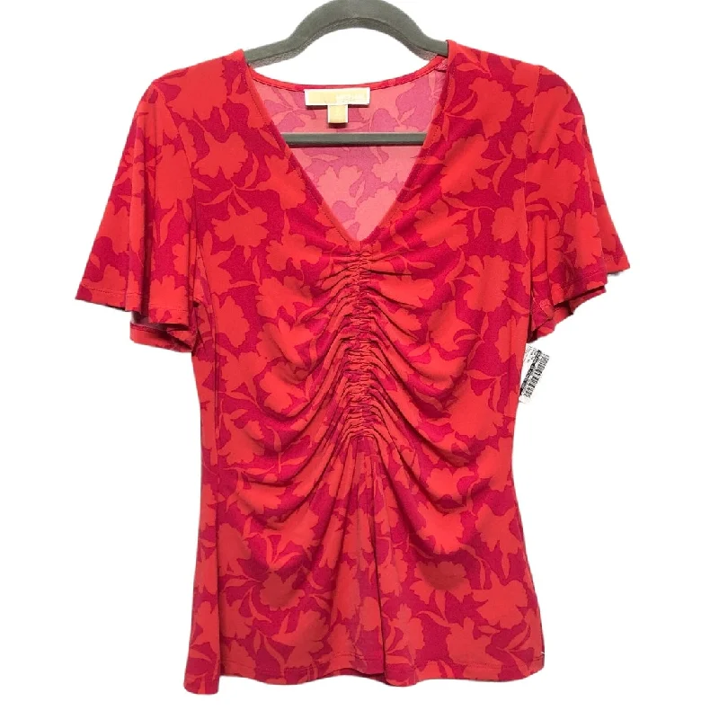 stylish women's T-shirtsPink & Red Top Short Sleeve Michael By Michael Kors, Size S